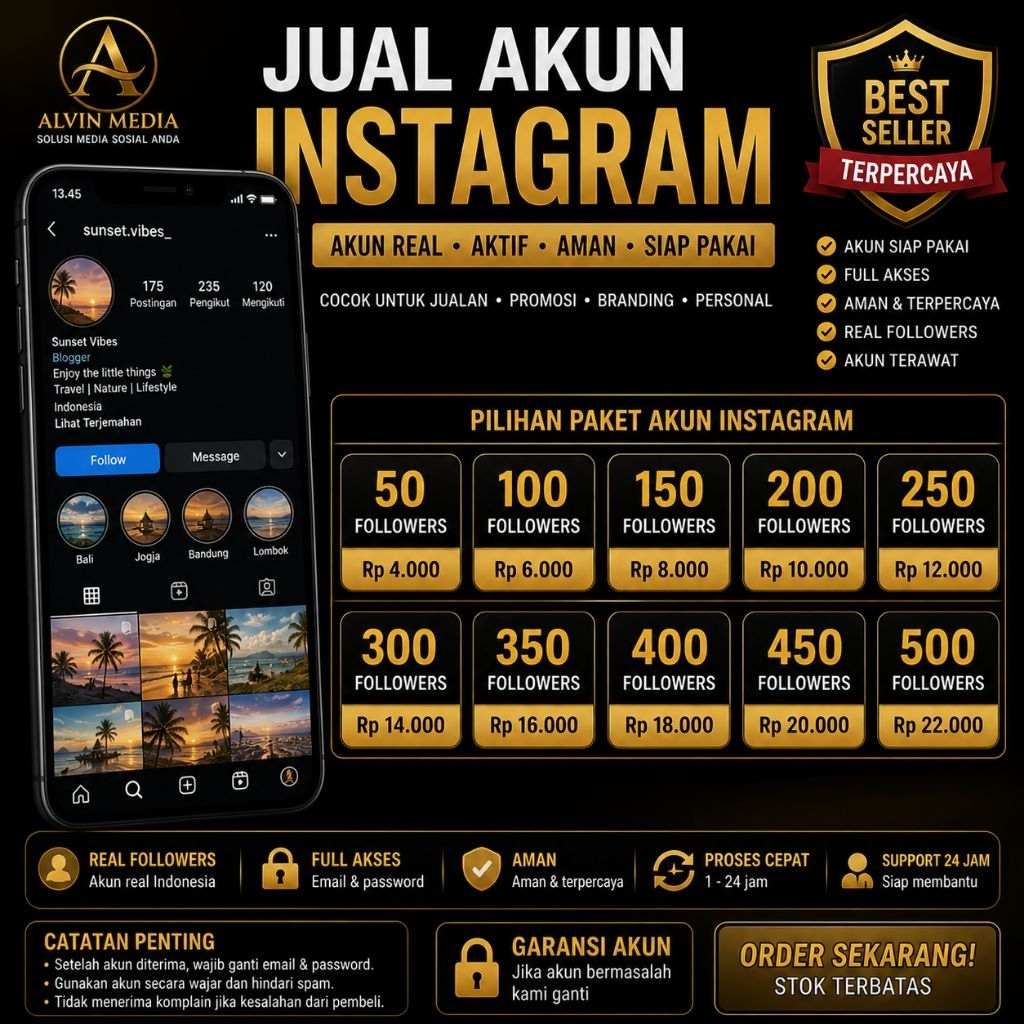 Akun Instagram 50 100 150 200 250 300 350 400 500 Followers Real Indo Aktif Siap Pakai Full Akses