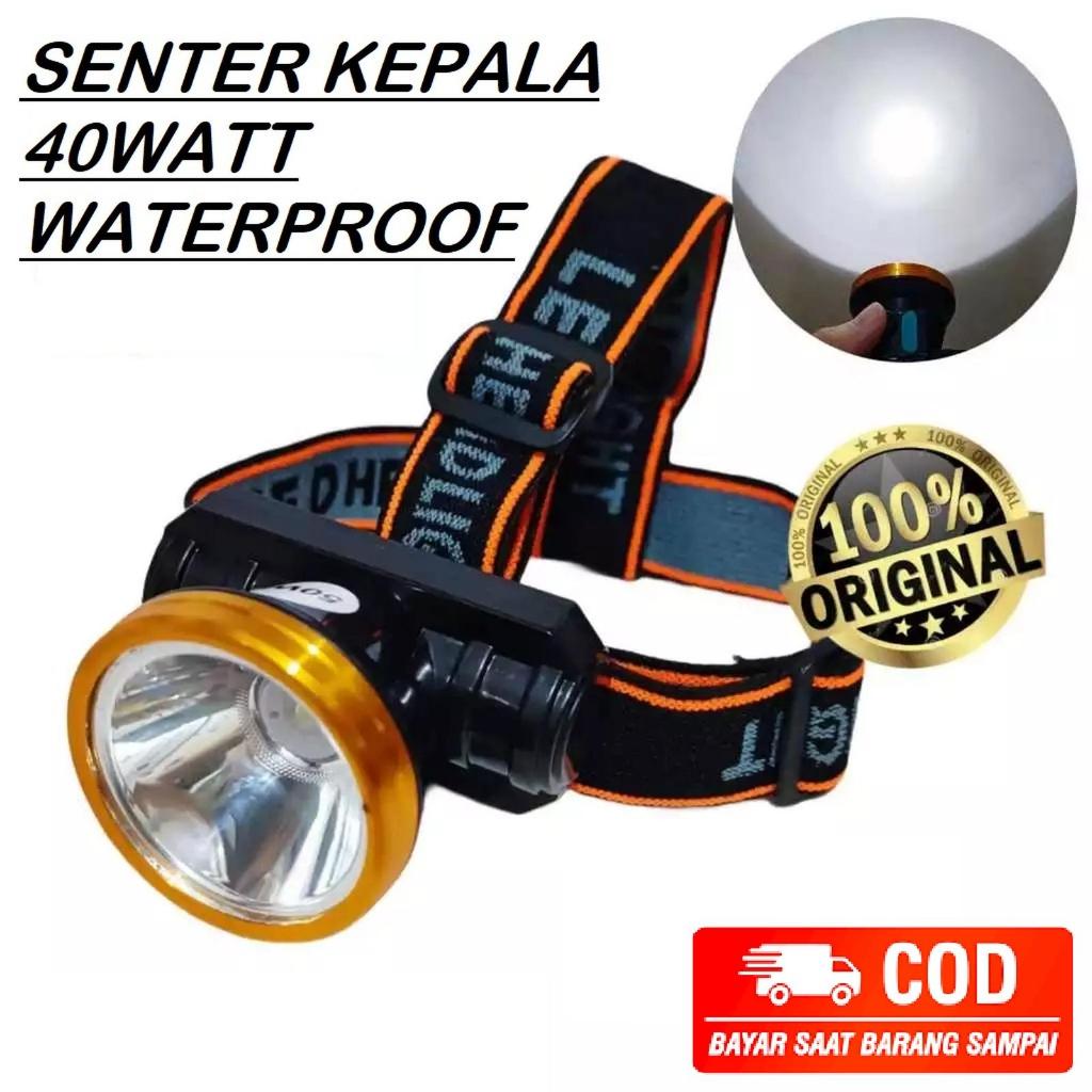 Senter Kepala Headlamp T40  - 40W Cahaya Putih Senter LED Chargeable Senter Serbaguna