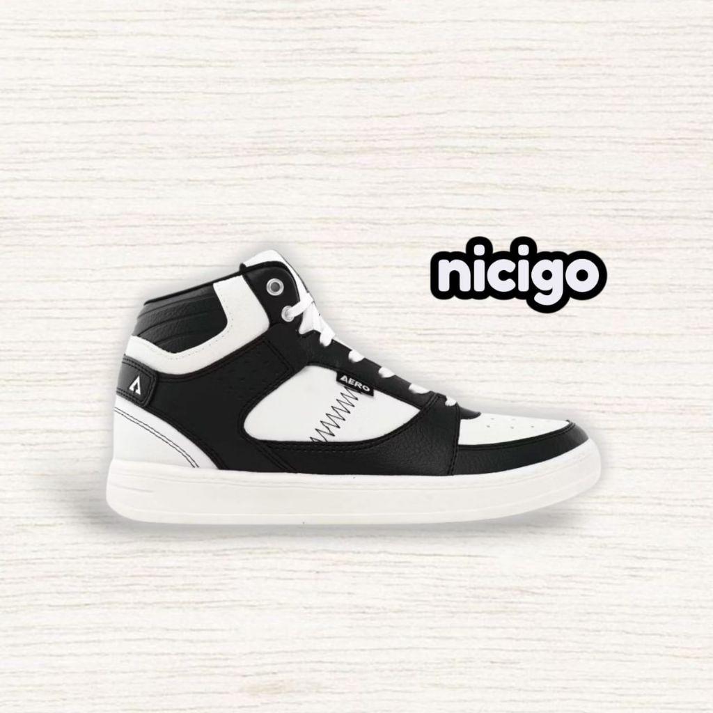 Sepatu Sneakers Casual High Pria Wanita - Aerostreet Hoops High Merah Hitam Putih / Hoops High Hitam
