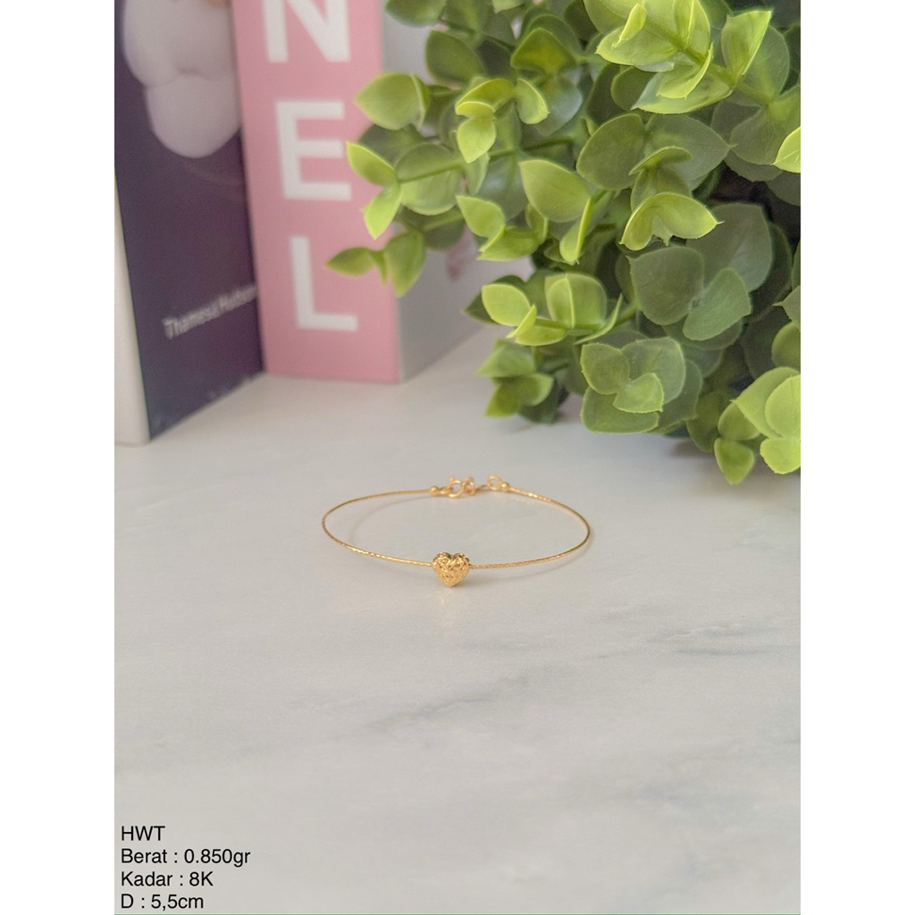 Perhiasan Gelang Emas Kawat Hati HWT &  Boba Candy UBS 8k/375