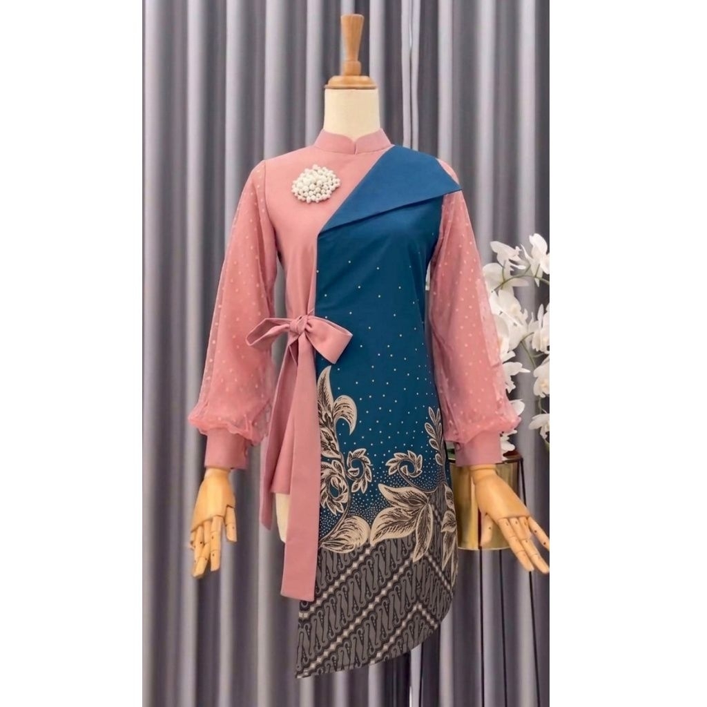 RumahHijab Blus Batik Navy Dusty - Blus Batik - Atasan Batik