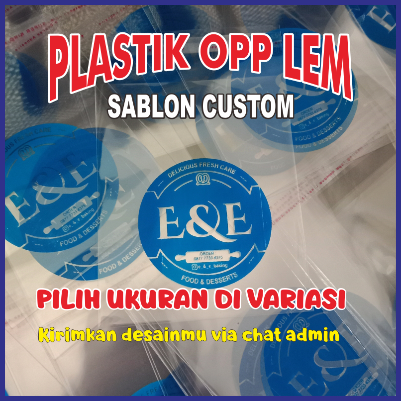 PLASTIK OPP LEM TEBAL 1000 PCS | SABLON CUSTOM DESAINMU SENDIRI | KEMASAN ROTI, KUE, DONAT, COOKIES