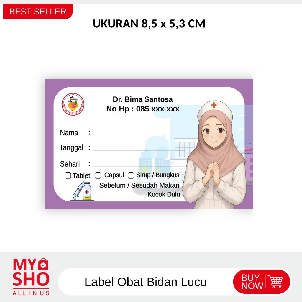 Label Obat Lucu Bidan / Perawat Hijab