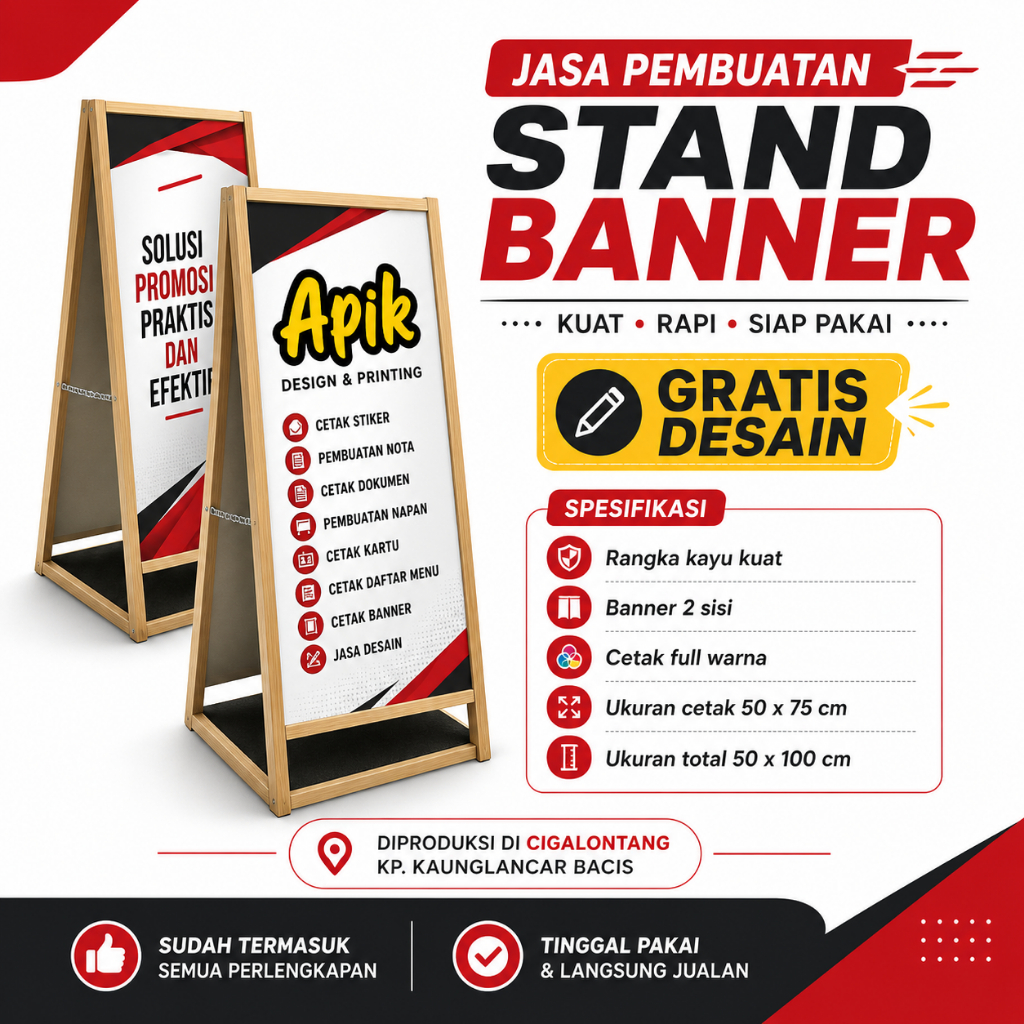 Stand Banner Kayu Murah | Stand Banner
