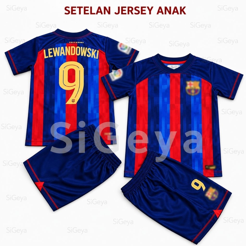 Baju Bola Anak 2022 Setelan Model Barcelona Kids Nyaman Dipakai Outdoor Sport Jersey Anak Size 1-13 
