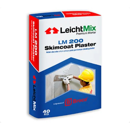 Skimcoat Plaster - LM 200 40 Kg Acian abu-abu untuk aplikasi pada dinding plesteran