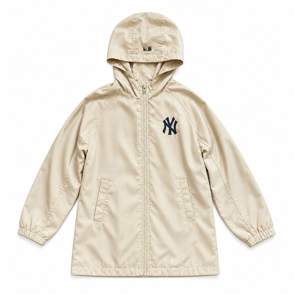 MLB NY Yankees Beige Windbreaker Hoodie Jacket Anak (10-12 Y)