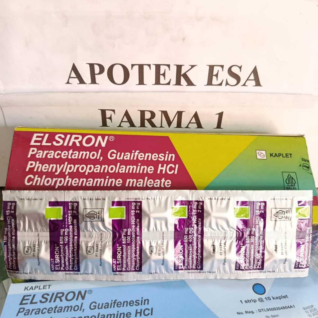 Elsiron 10 Kaplet/Strip Obat Demam Sakit Kepala, Pilek, Batuk