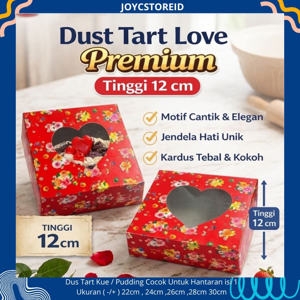 Dus Tart Love Merah Banyak Ukuran | Dus Pudding| Dus Kue Lamaran | Dus Kue Hajatan