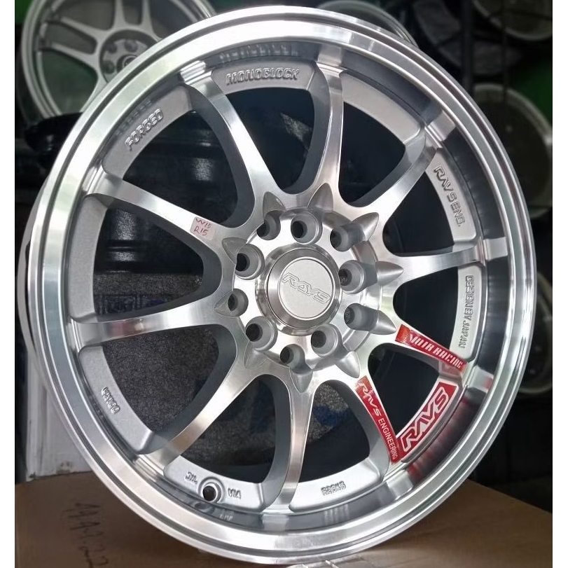 Velg Mobil Racing RAYS CE28 CLUB RACER W15 Ring 15 Lebar 7 PCD 5x100/114.3 ET 38 Warna Silver Lip Po