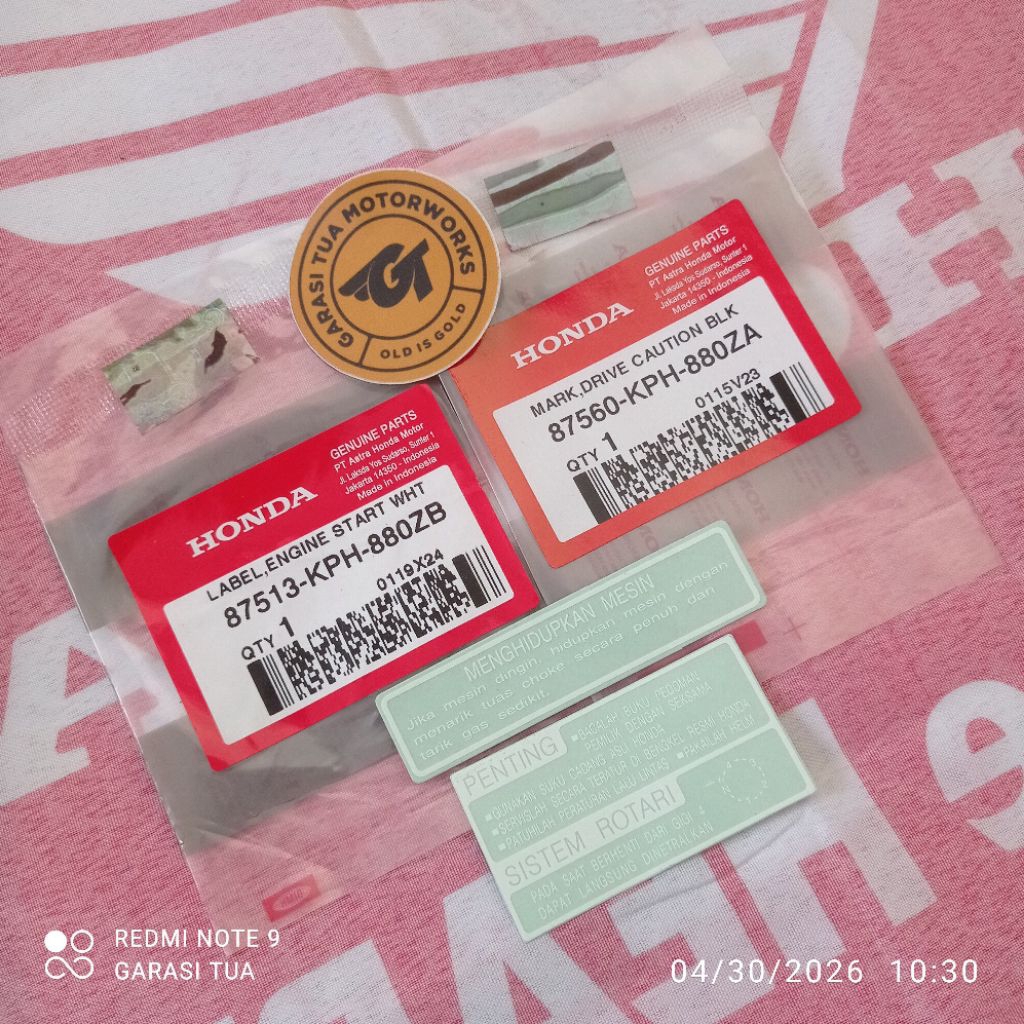 87560 87513 KPH 880ZA 880ZB Mark Drive Caution Label Engine Start Sticker Stiker Detail Batok Belaka