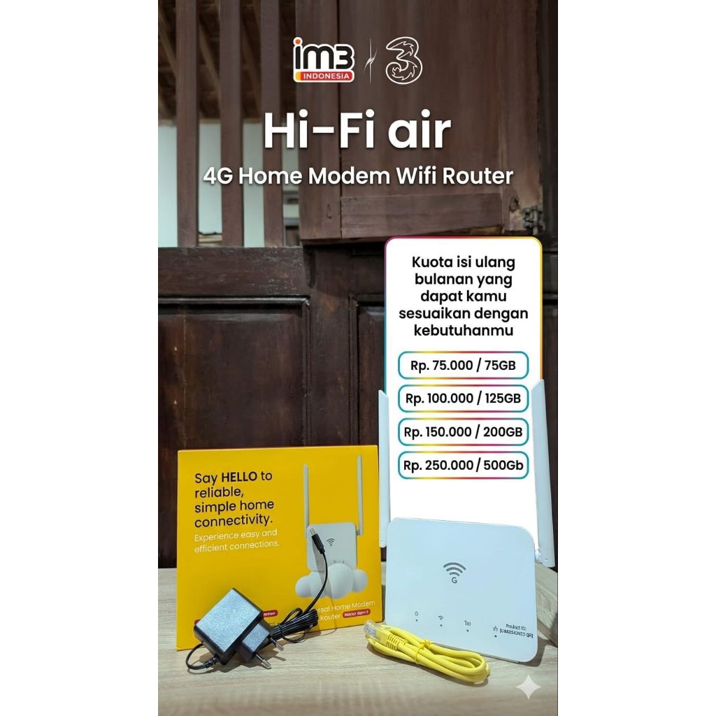 Wifi Portable Free 50Gb kartu 3/IM3