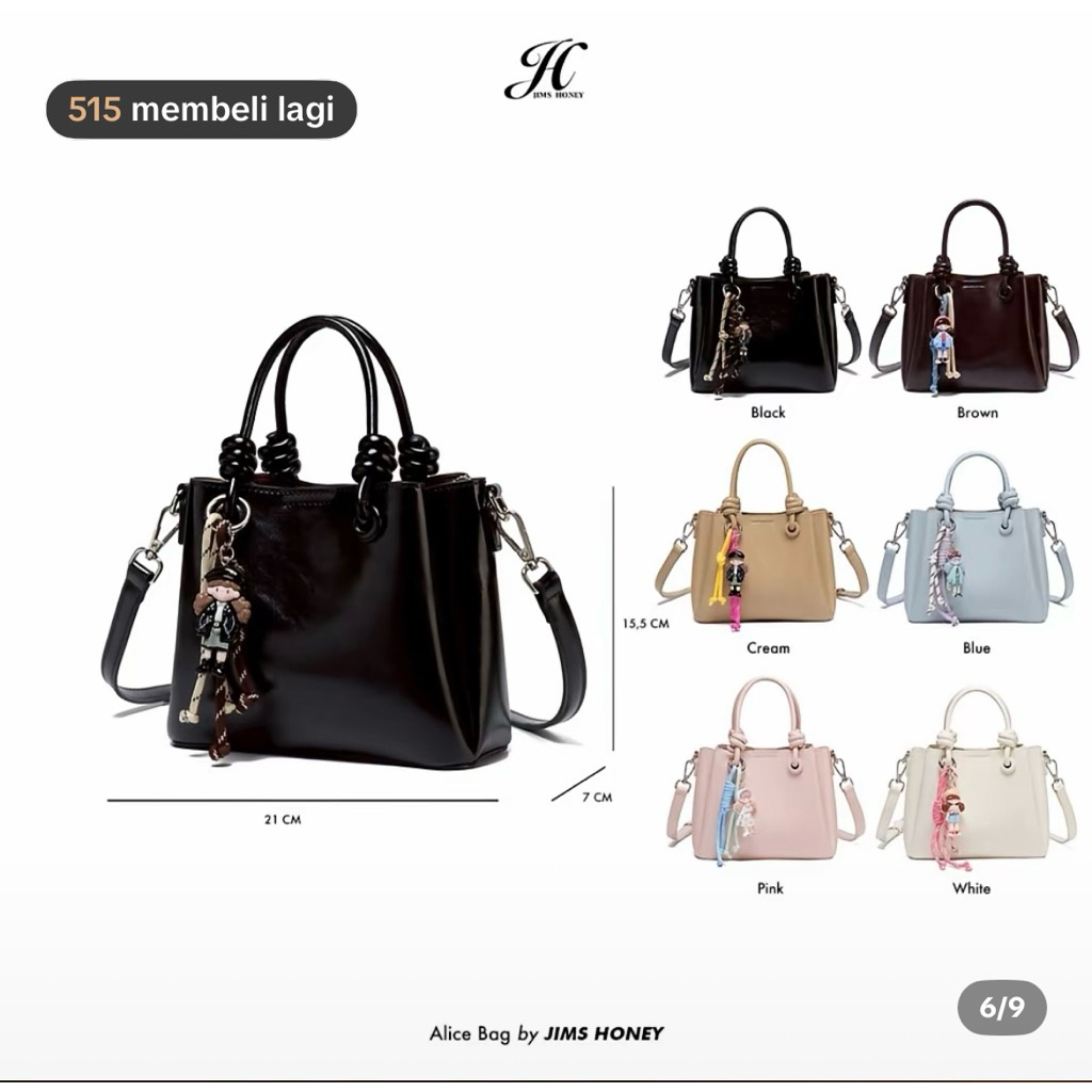 Tas Selempang Wanita JIMS HONEY Alice Bag Kulit Sintetis WARNA PUTIH