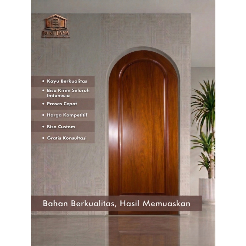 Set Kusen Pintu Lengkung Vintage Kayu Meranti - Pintu Utama Klasik