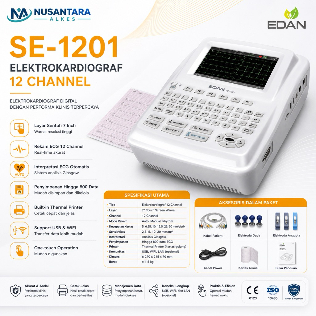 ALAT REKAM JANTUNG/ EKG/ ECG EDAN SE-1201 MURAH