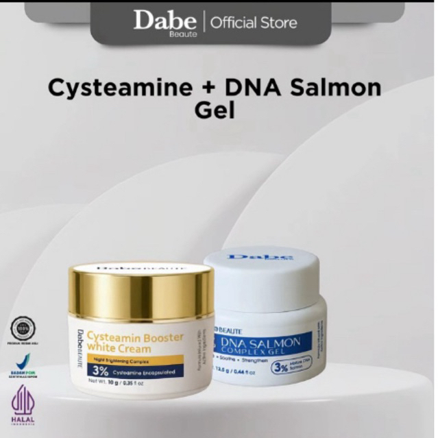 DABE BEAUTY - BUNDLING CYSTEAMINE BOOSTER CREAM + DN4 SALM0N GEL (DUO PENCERAH)
