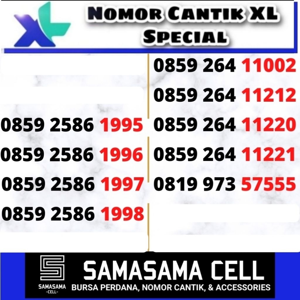 NOMOR CANTIK XL / KARTU PERDANA NOMOR CANTIK XL / NOMER CANTIK XL 4G SUPPORT 5G