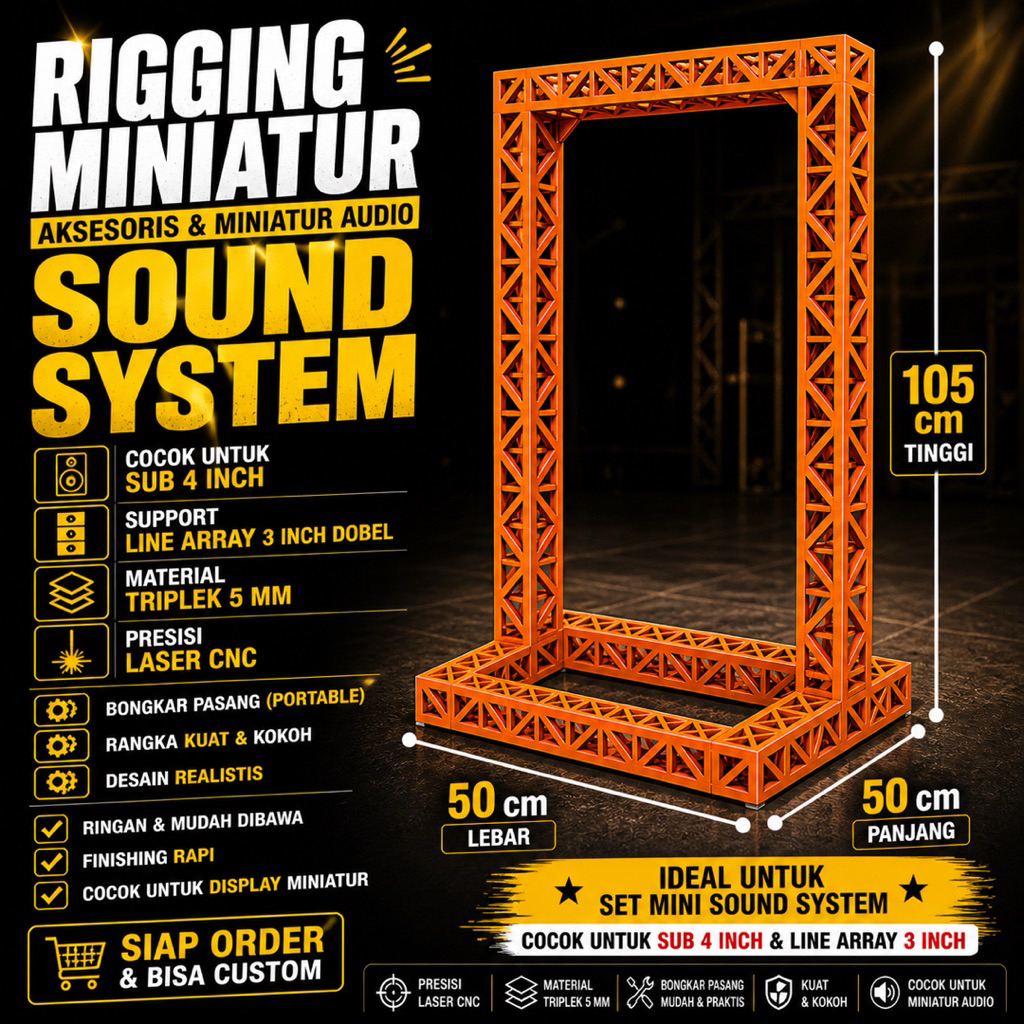 RIGGING MINIATUR SOUND SYSTEM BESAR SUB 4 INCH ARAY 3 INCH