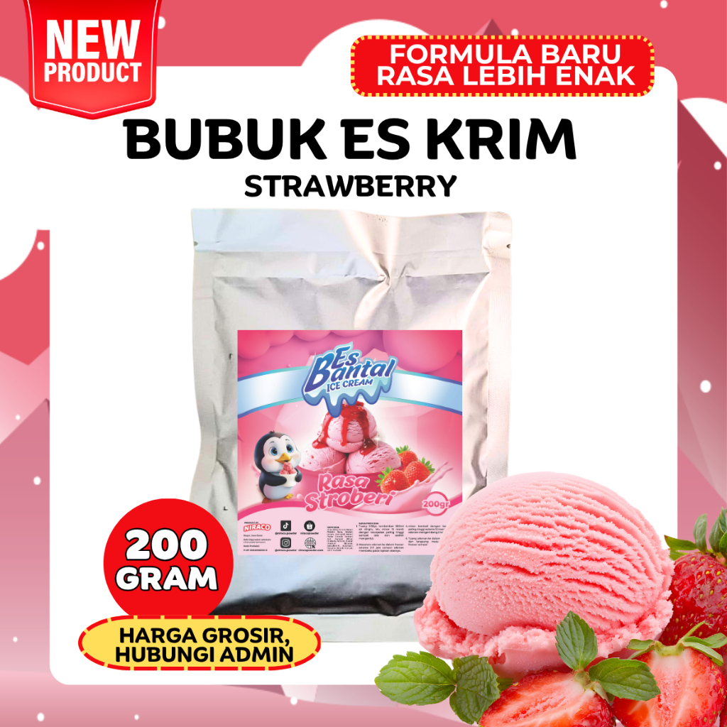 Serbuk Saja - Bubuk Es Krim Hard Ice Cream 200 gr Bahan Baku Es Cup Homemade | Bubuk Es Krim dari Es