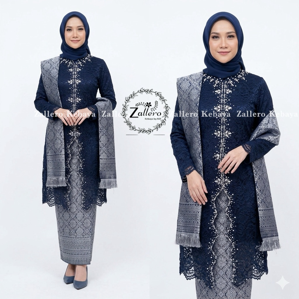 KEBAYA MODERN-KEBAYA MUSLIM-KEBAYA BROKAT RESLETING PAYET ZIGZAG-TUNIK BUSUI PAYET ZIGZAG AZZA || TU
