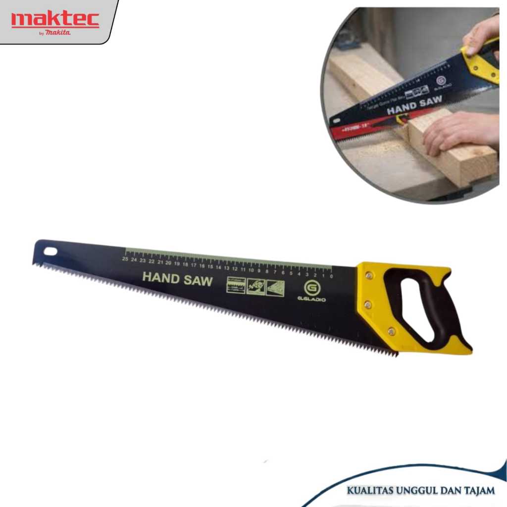 Gergaji Kayu 18 Inch MaxTech Maktec Hand Saw Gagang Nyaman Anti Slip Mata Keras Tahan Lama Cocok Tuk