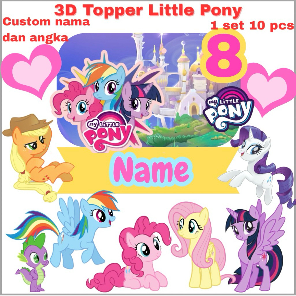 3D Cake topper Little Pony custom nama