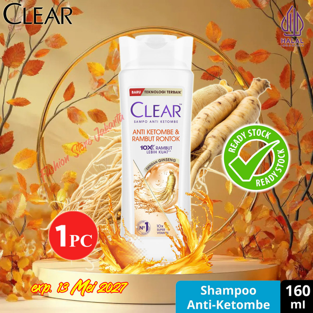 CLEAR Ginseng Anti Ketombe dan Rambut Rontok 160ml / Sampo Anti Ketombe Wanita & Pria 160 mL / Shamp