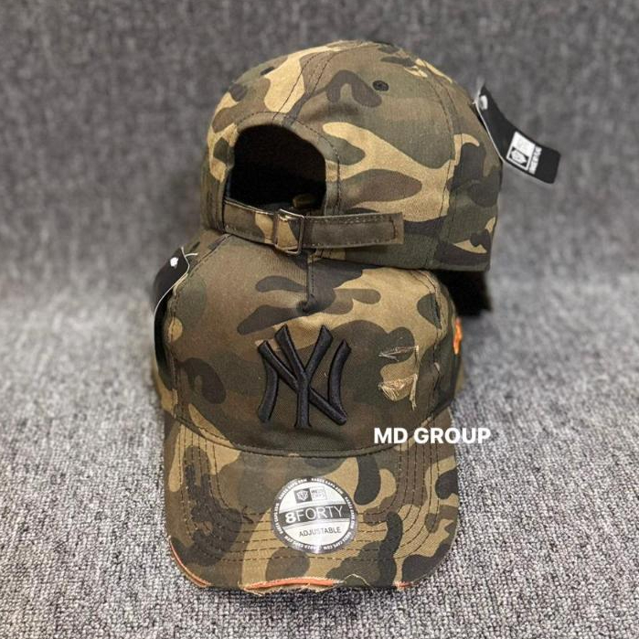 Topi Baseball Camo Loreng NY Pria Wanita - Topi Model Sobek Material Cotton Premium Bisa COD