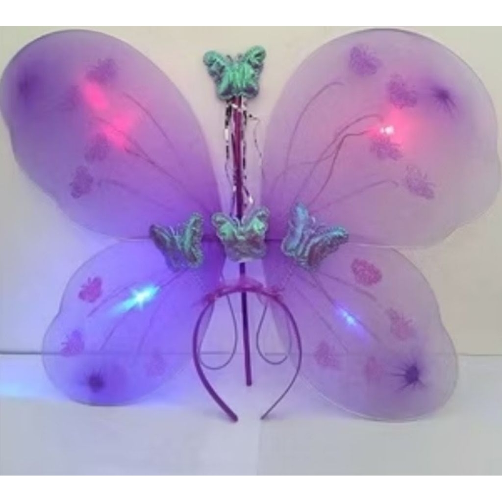 Sayap peri kupu kupu anak set tongkat bando LED /Sayap peri kupu kupu/ sayap kupu kupu