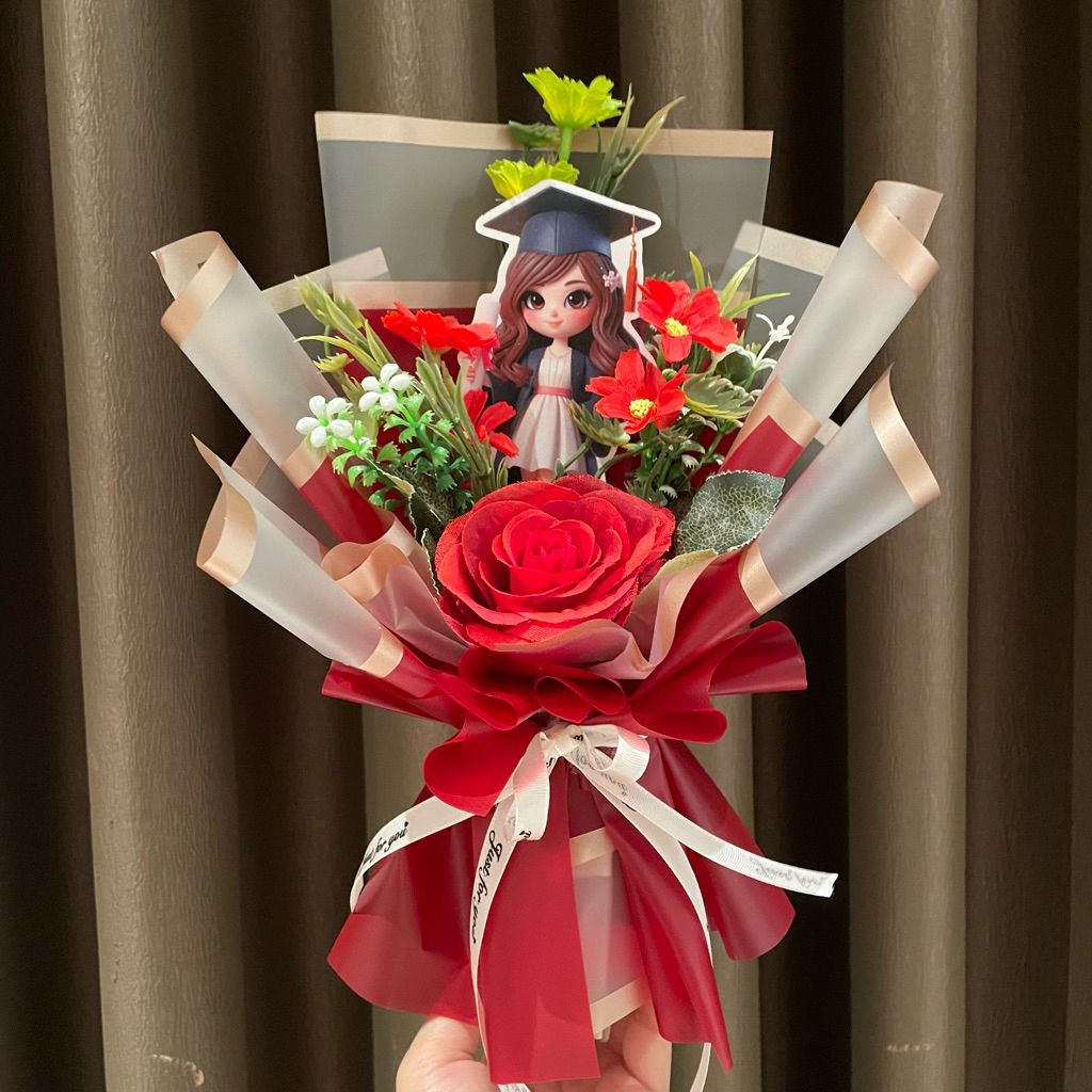 Buket bunga wisuda / Buket bunga mini / Buket bunga topper wisuda / Buket bunga bandung / Buket bung