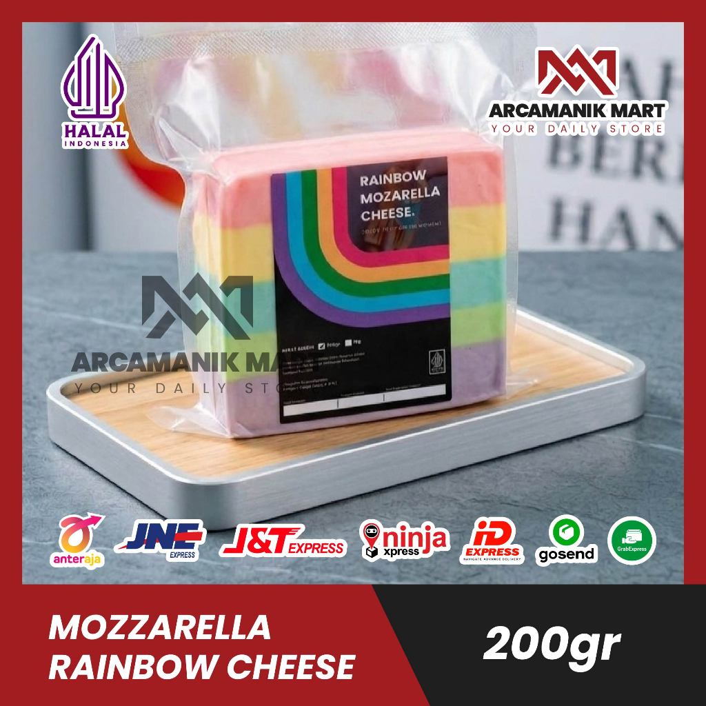 Mozzarella Rainbow 200gr Premium – Keju Tarik Panjang & Warna Menarik