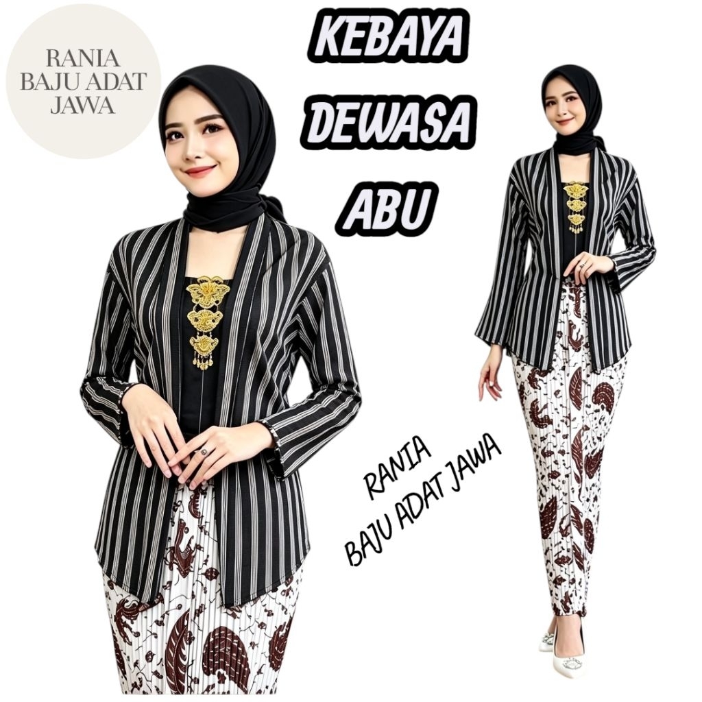 Ready Stock Baju Lurik Adat Jawa KUTUBARU ABU Wanita