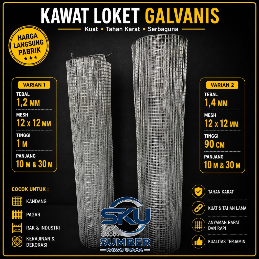 Kawat Ram Mesh Galvanis 1,2 mm 1,4 mm Super Kuat Anti Karat | Untuk Pagar Kandang Proyek
