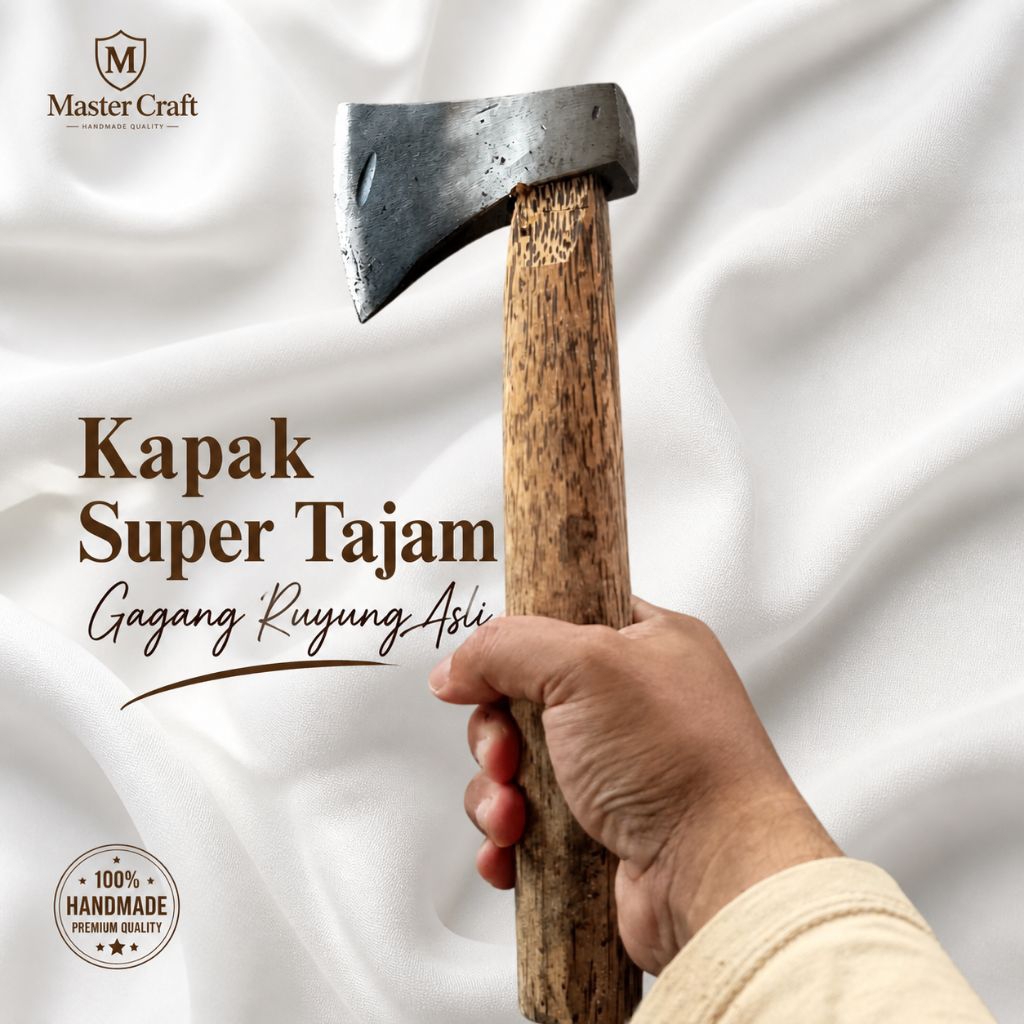 Kapak Kayu Ruyung Asli Super Tajam Kapak Tradisional Kuat & Awet Cocok Tebang Kayu Perkebunan