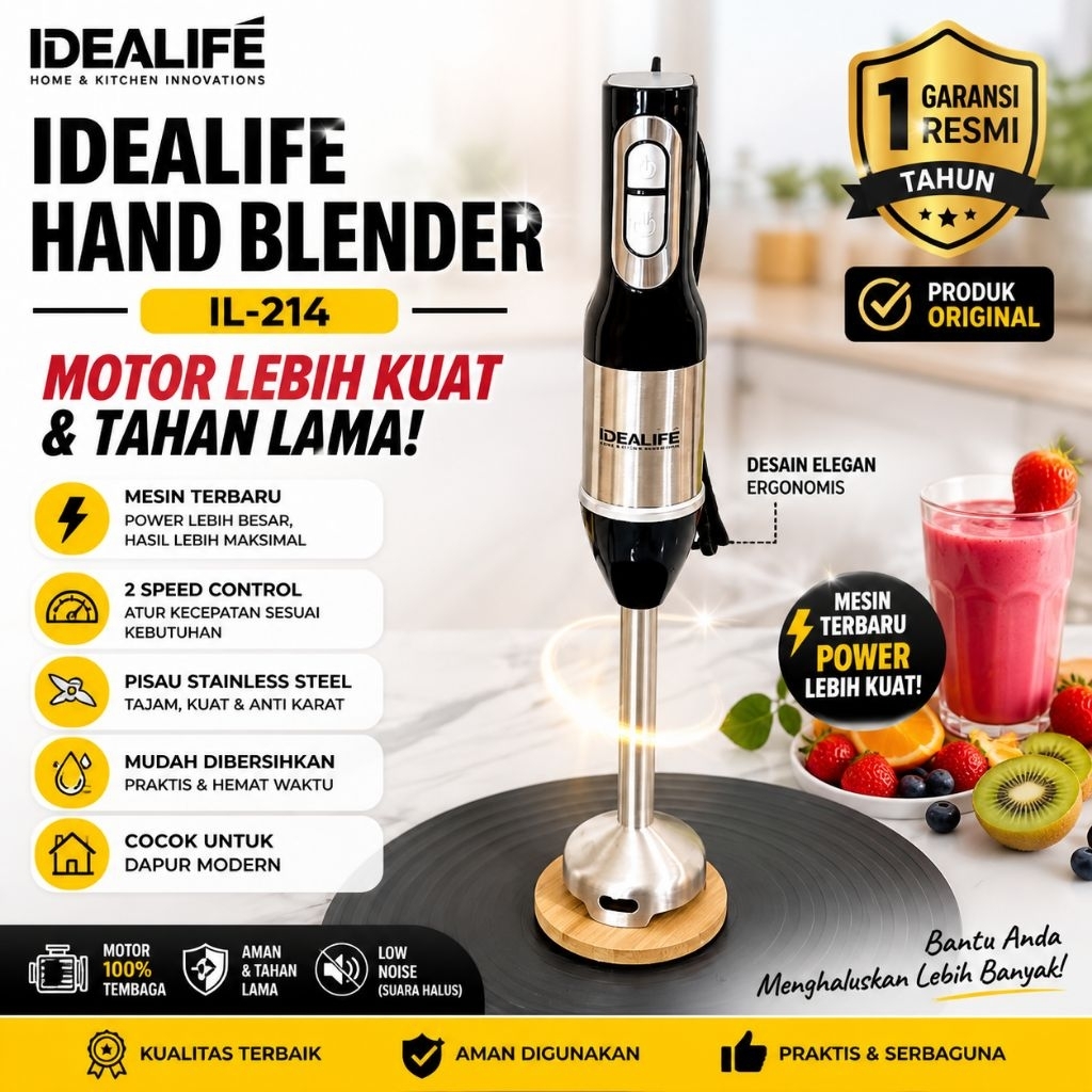 Hand Blender Idealife - Hand Blender Stainless Premium Quality Idealife IL-214