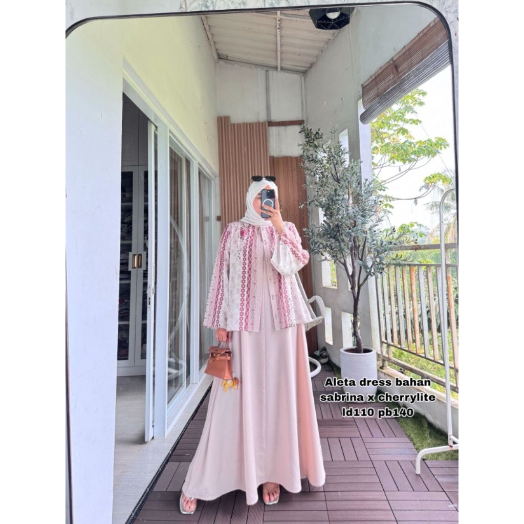 AVR Aleta Gamis Bahan X Outer Motif Bunga 2 Warna