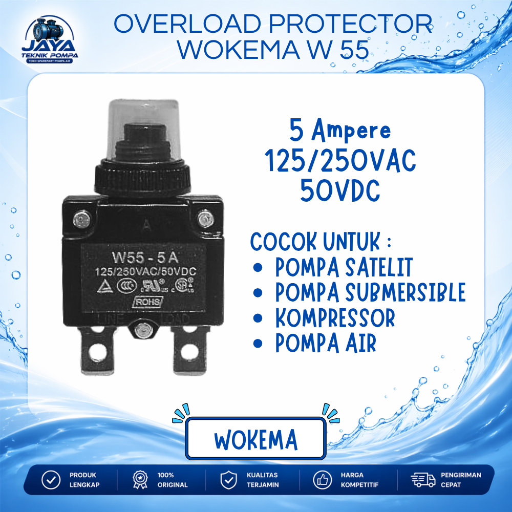Overload Protector 5 Ampere WOKEMA W-55 - Overload Switch Protector Pompa Satelit / Submersible
