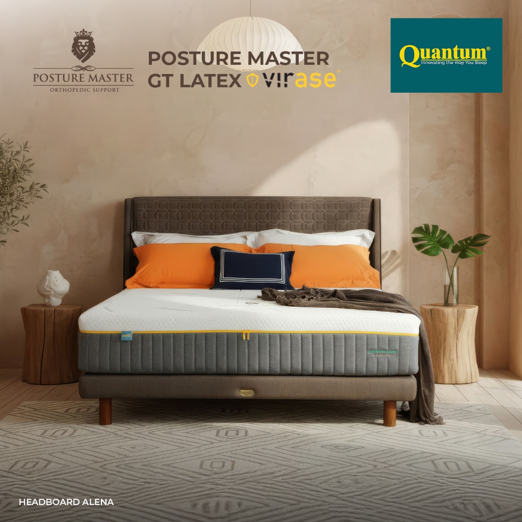 Quantum Kasur Orthopedic Posture Master Greentea Latex Virase - Spring Bed Springbed Orthopedic