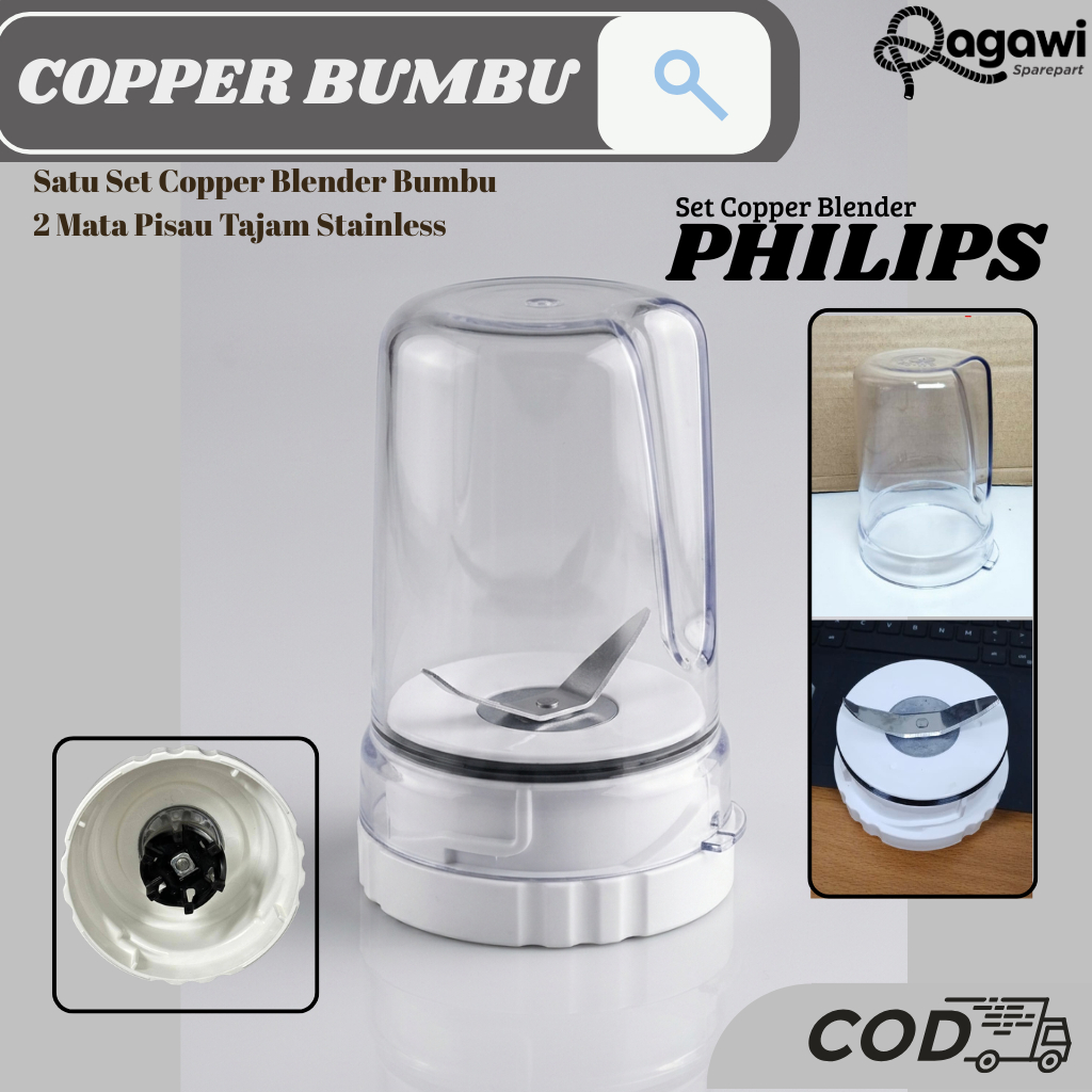 Set Copper Blender Phlips Monting dan Gelas 1 Set Untuk Merk Philips Type HR 2115 2116 2061 2071
