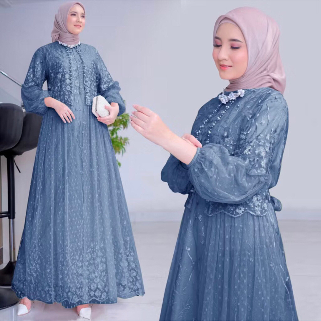 Preloved Gamis Kebaya Warna Denim