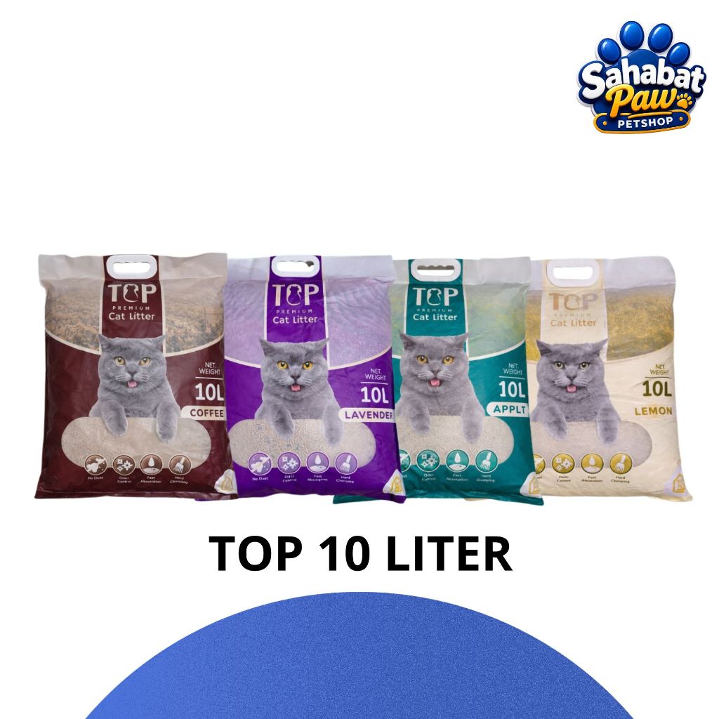 ( INSTAN SAMEDAY ) Pasir Kucing TOP 10L - Pasir Kucing Gumpal Wangi TOP 10 Liter