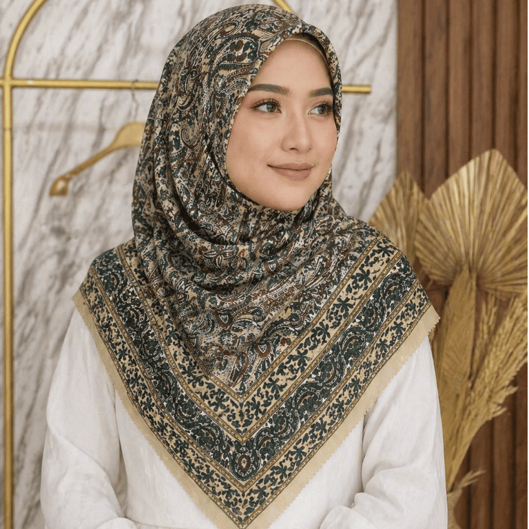 Jilbab Segi Empat Voal Motif Syar'i - pinggir lasercut