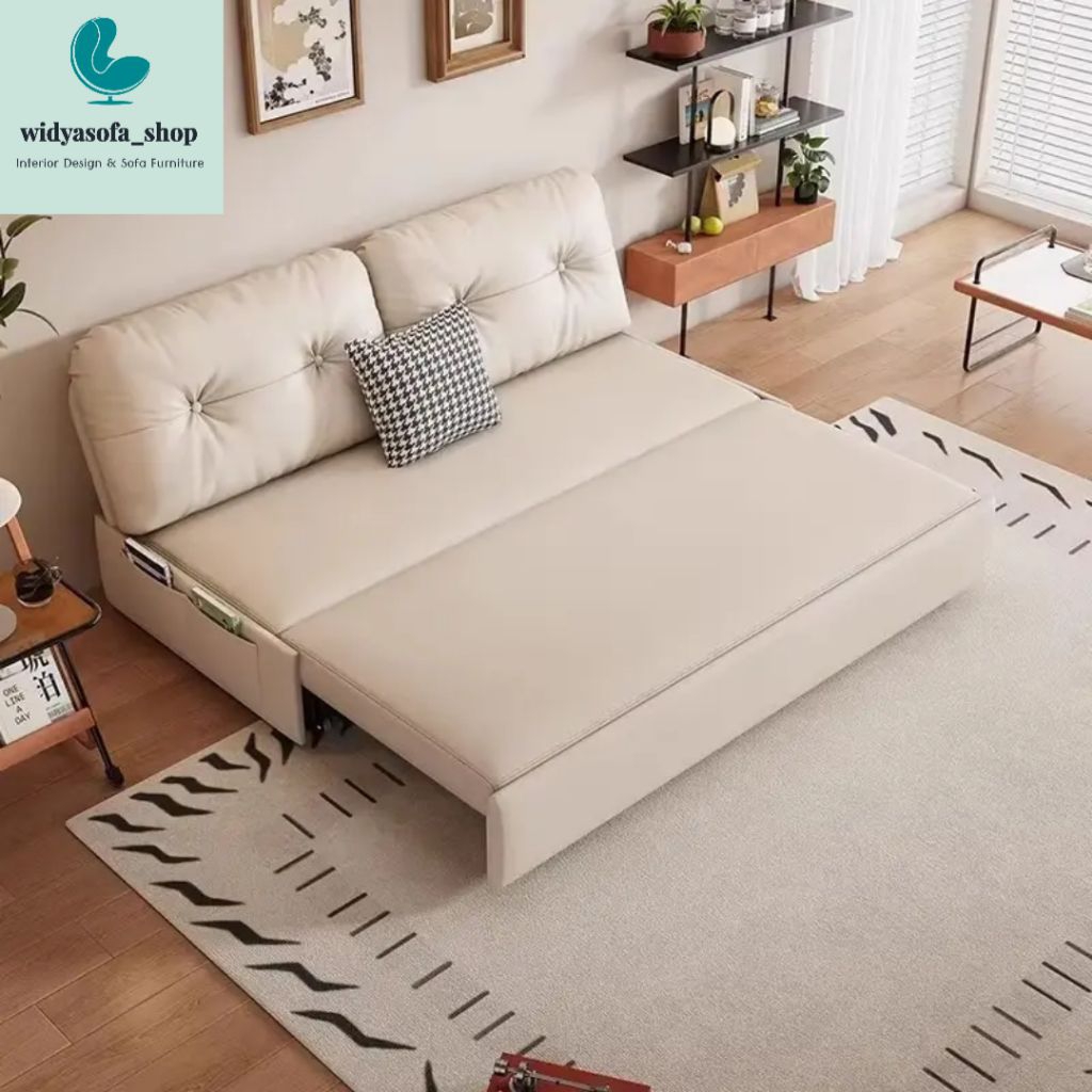 Sofa Bed Kulit Minimalis Multifungsi / Sofa Tempat Tidur Berkualitas Premium