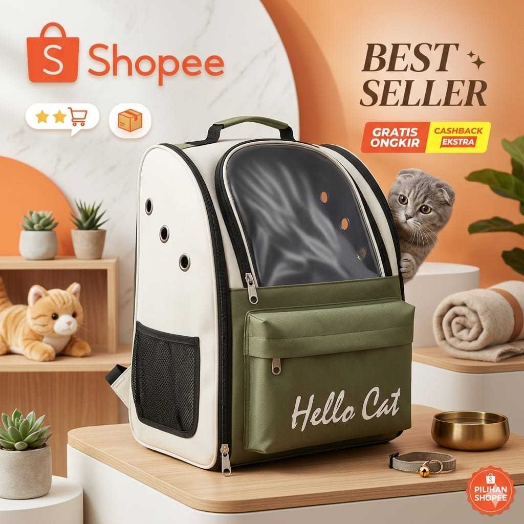 Tas Kucing Ransel Pet Cargo "Hallo Cat"