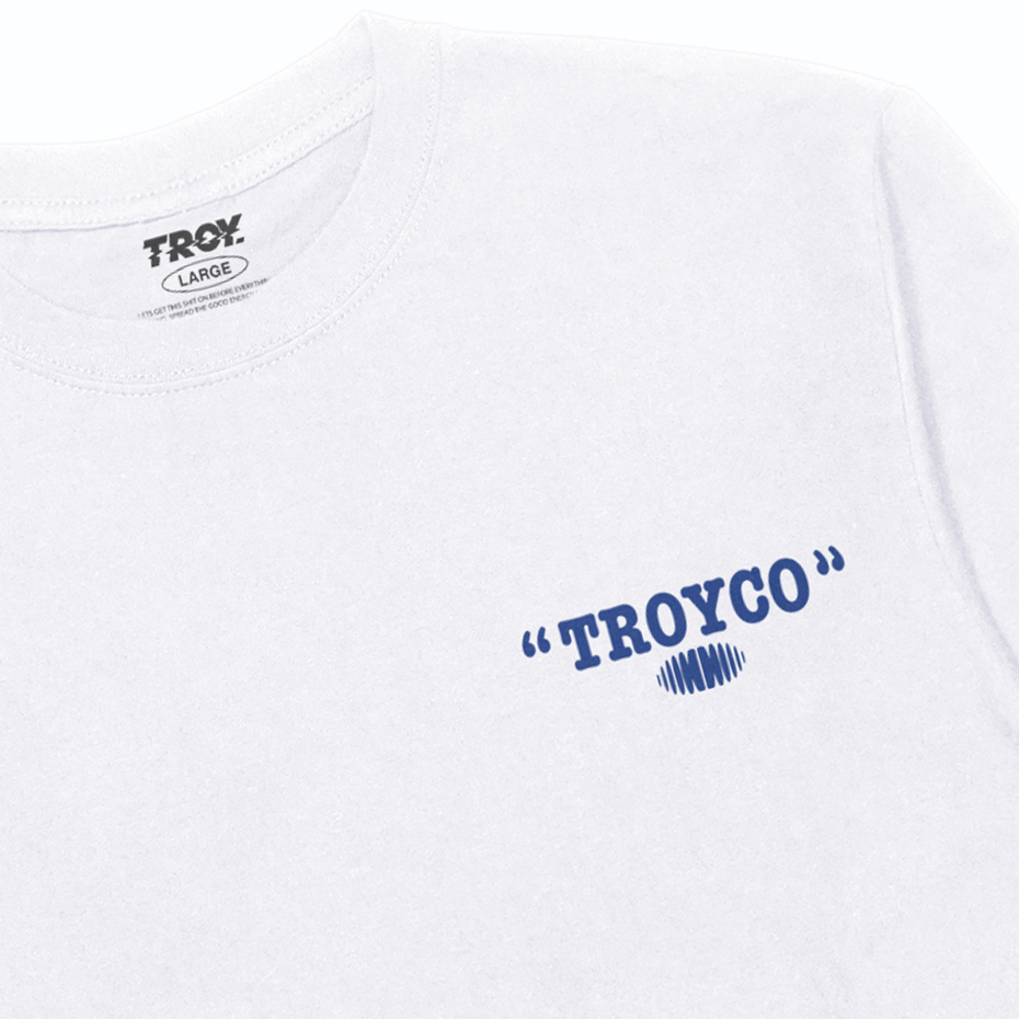 Troy Company Kaos Pria Lengan Panjang Putih - Club Records Longsleeve Tshirt White LSD 3215
