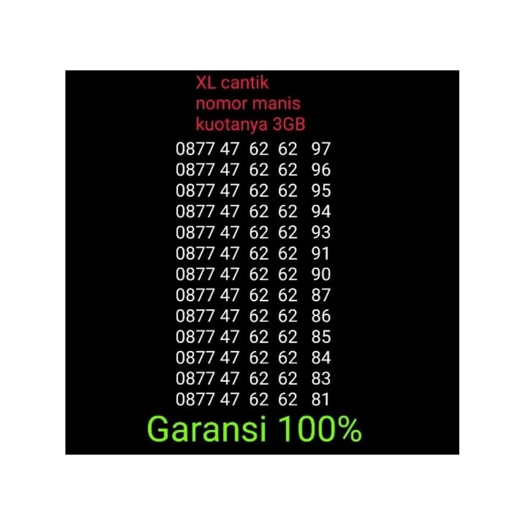 XL noCantik kuotanya 3GB murah