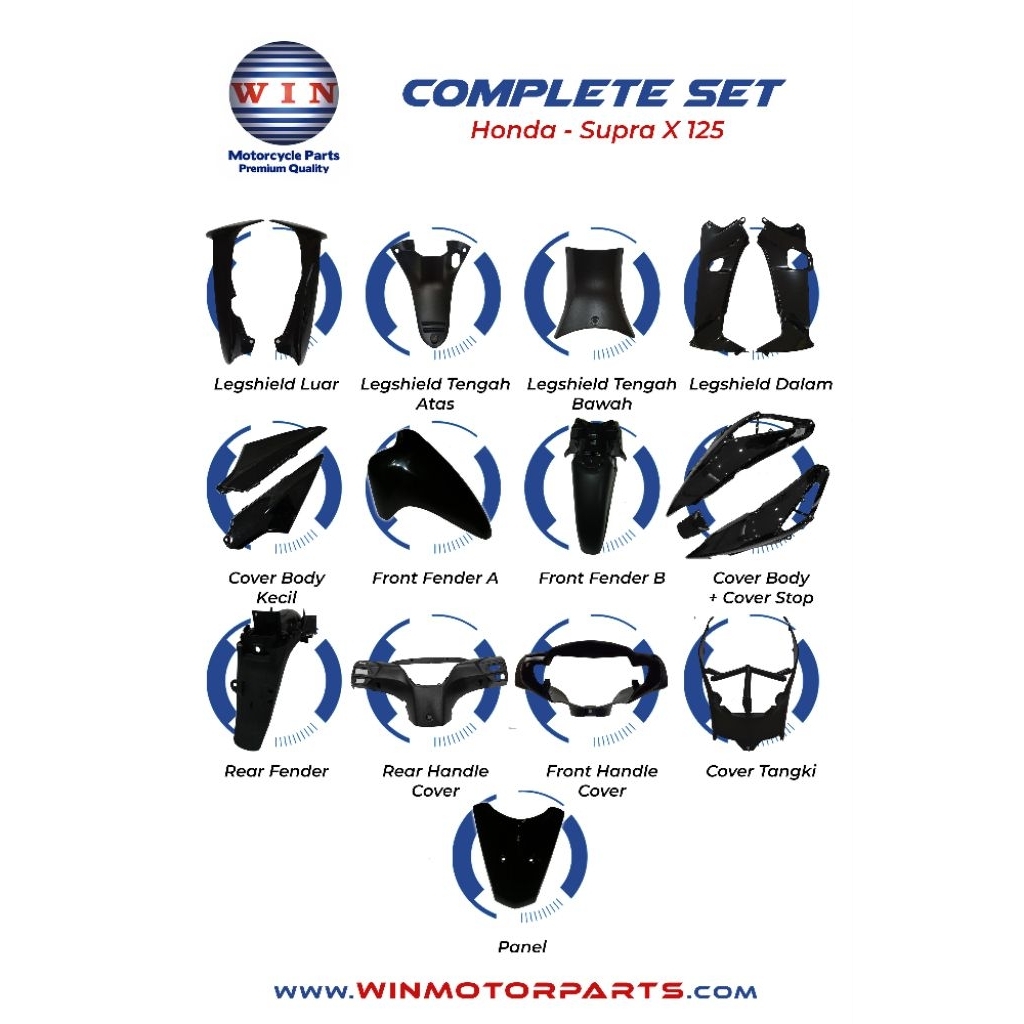WIN - COMPLETE SET FULL BODY SUPRA-X 125 OLD HITAM