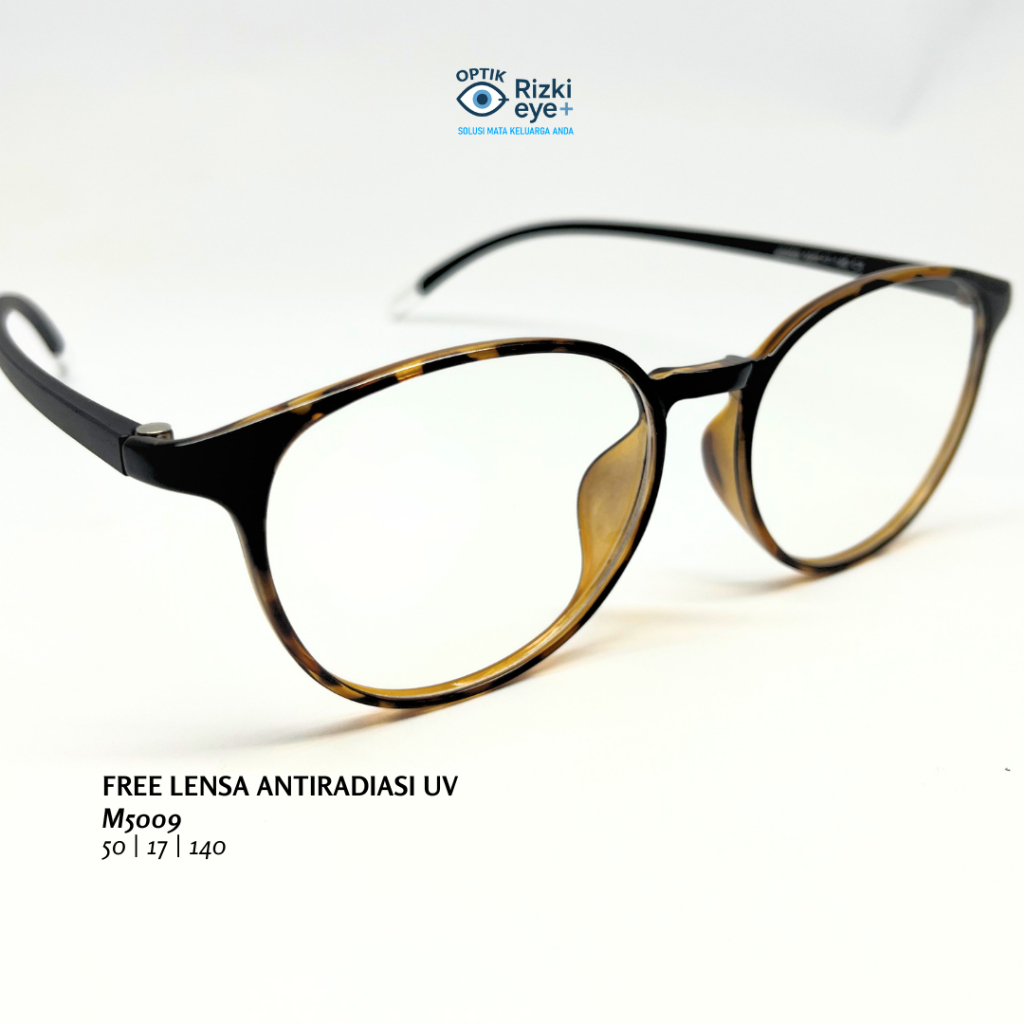 M5009 Kacamata Lentur Anti Radiasi Bulat Ringan Uk 13,3cm Untuk Wanita & Pria Free custom lensa max 