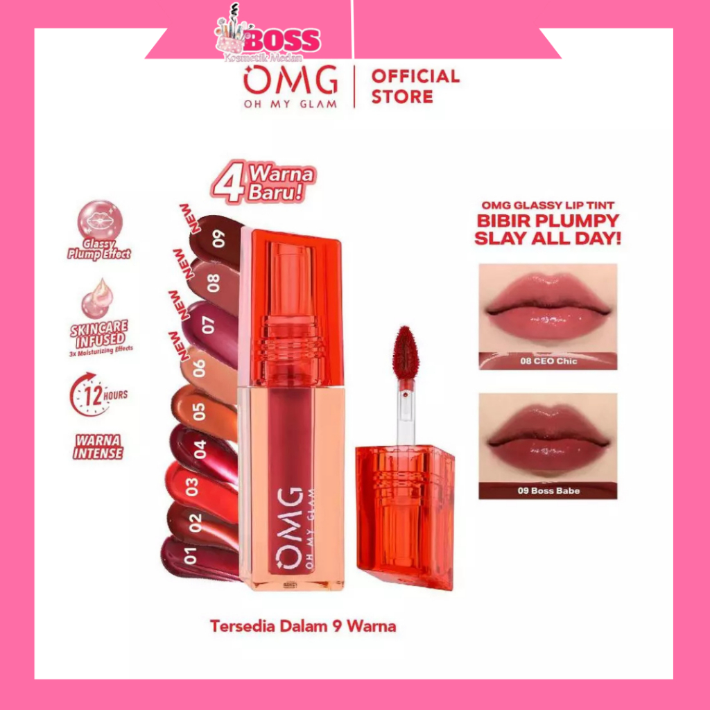 OMG Glassy Lip Tint 2gr | Lip Tint Warna Intense Tahan 12 Jam