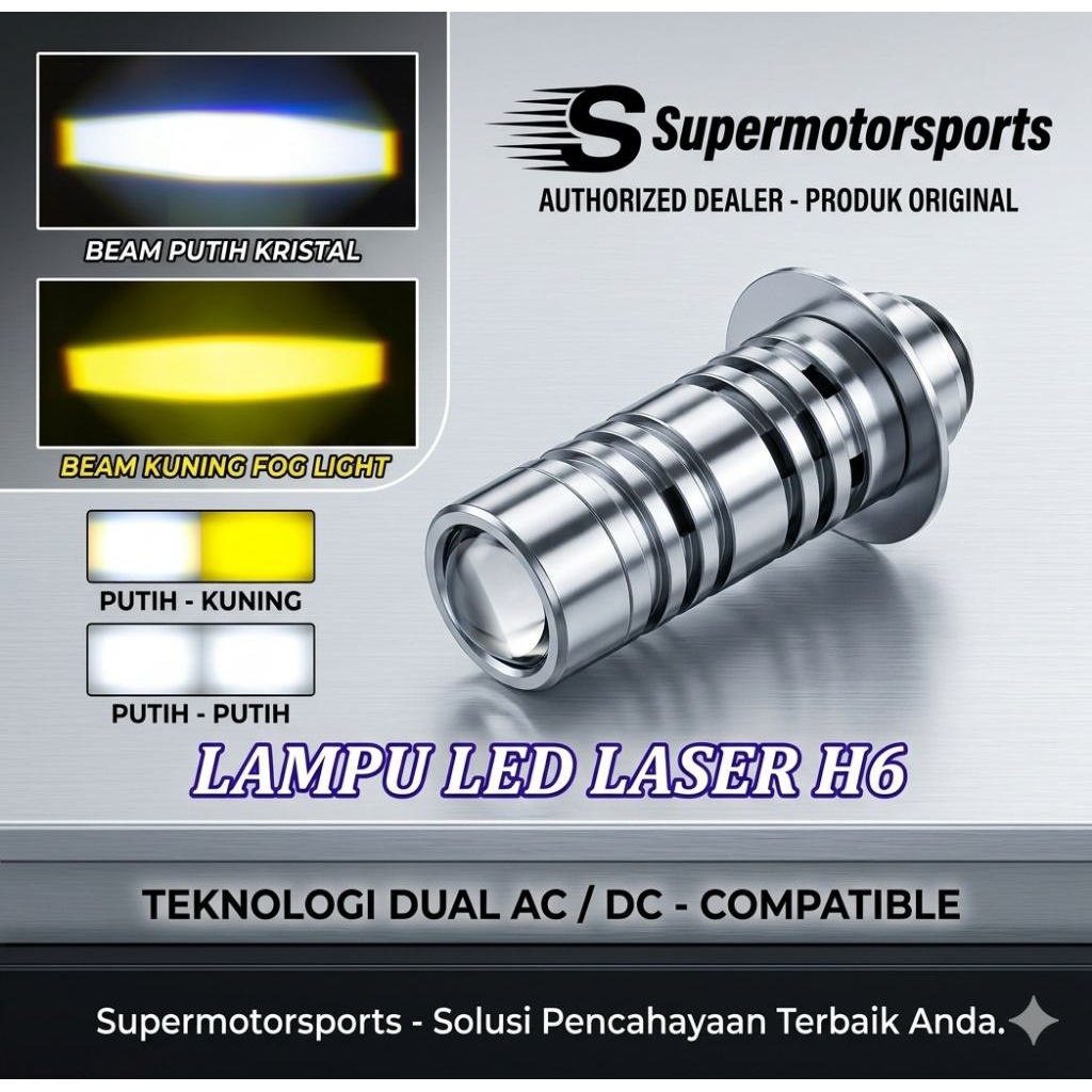 Lampu LED H6 Laser hi lo beam 2 warna AC DC Bebek matic universal